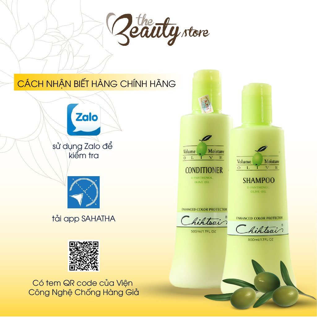 Dầu Gội Xả Dưỡng Mềm Tóc Chihtsai Cấp Ẩm Cho Tóc, Chiết Xuất Từ Tinh Dầu Olive Volume Moisture Olive 500ml-1000ml FO_01L