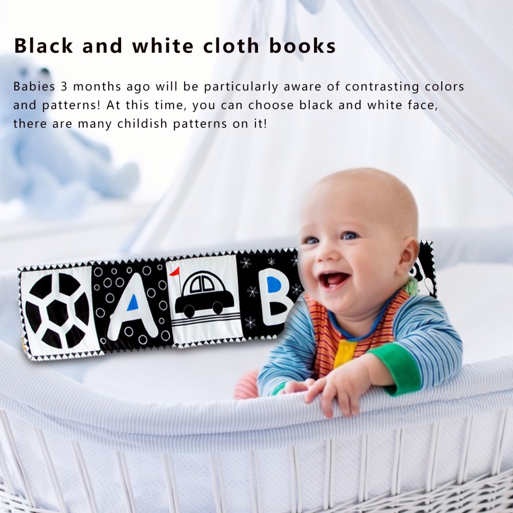 Hilimer Sách Vải Cảm Biến Montessori Tương Phản Cao Kẹp Nôi Em Bé Sơ Sinh Hình Động Vật Màu Trắng Đen