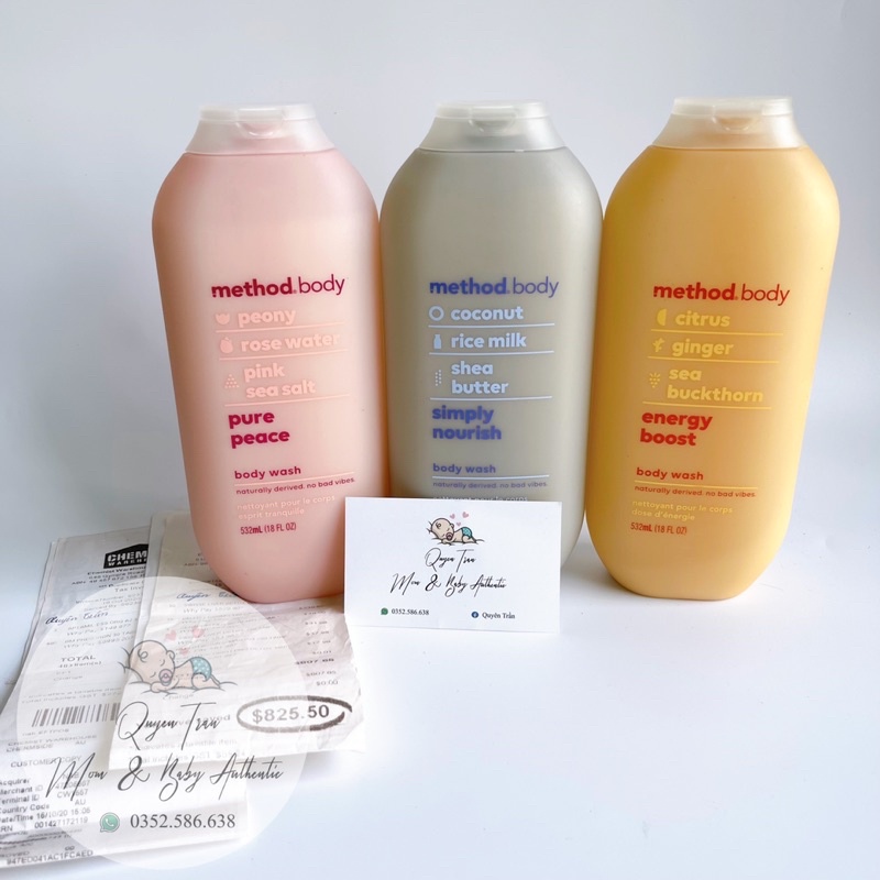 Sữa tắm Method Body Úc chai 532ml - Cam kết chuẩn auth 100%, đủ 3 mùi hương thơm