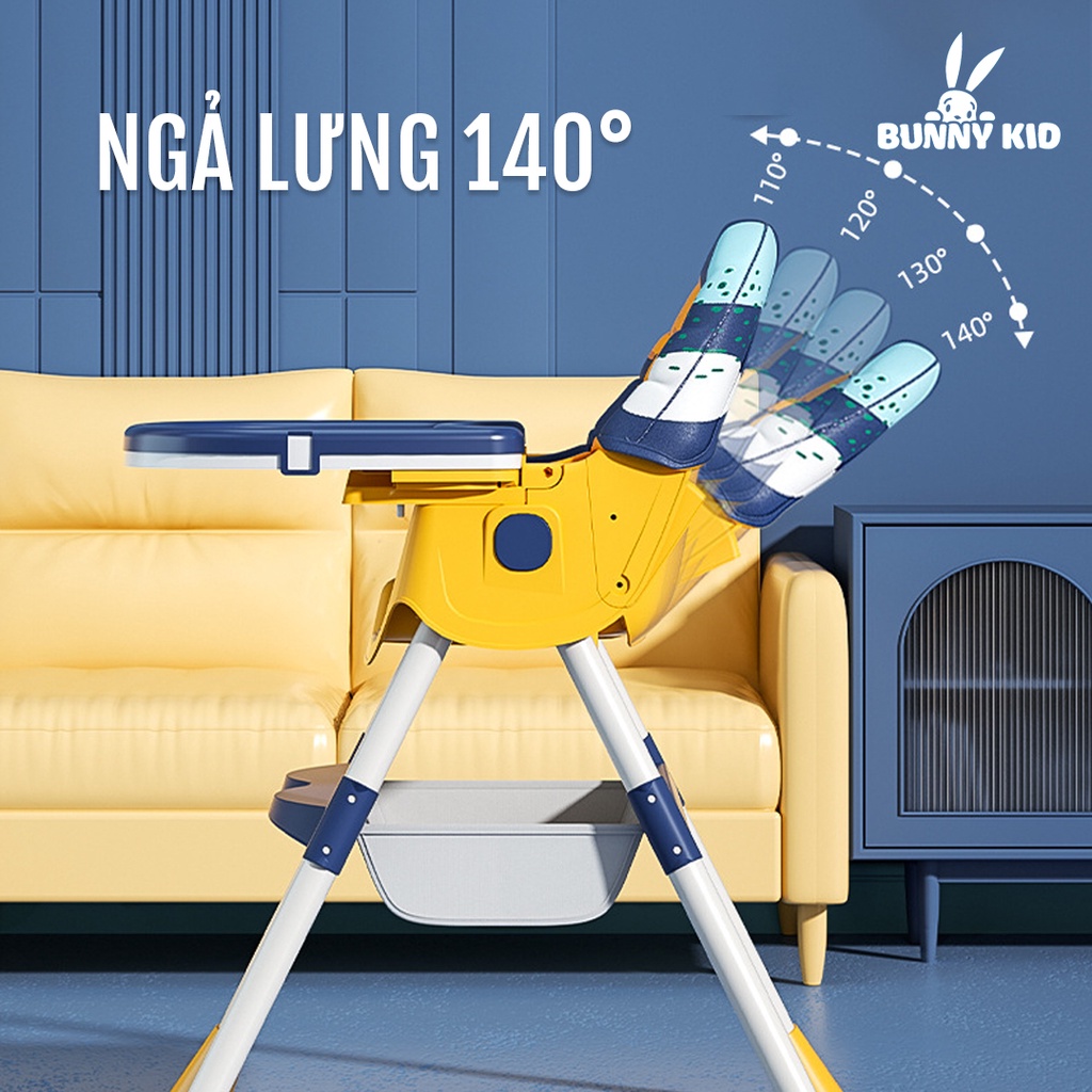 Ghế Ăn Dặm Có Bánh Xe, Ngả Lưng BellyBaby cao cấp Cho Bé BB102 BBLuna