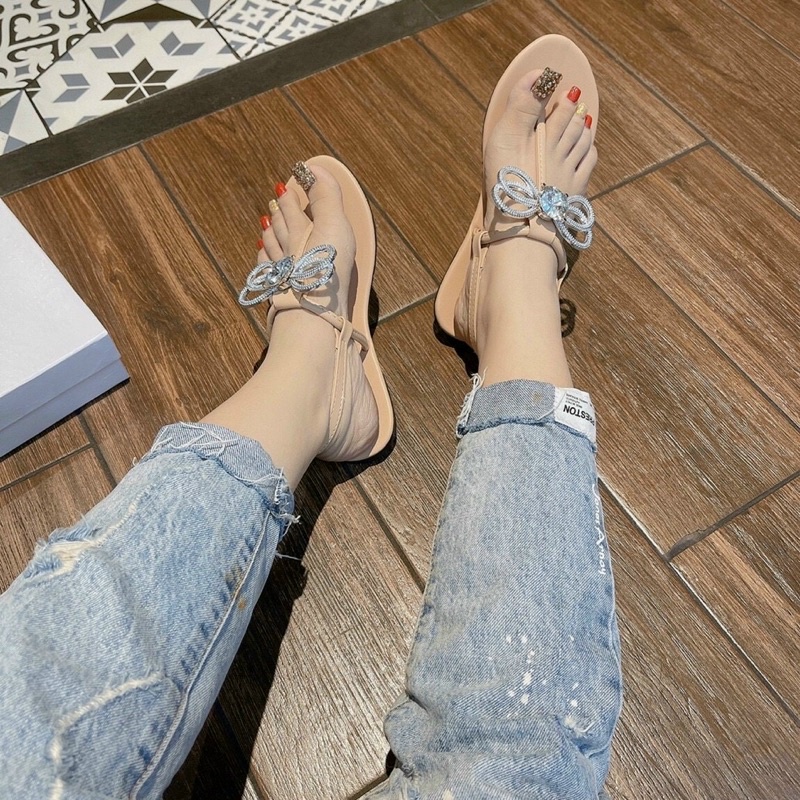 SANDAL BỆT NƠ ĐÁ QUAI CÀI