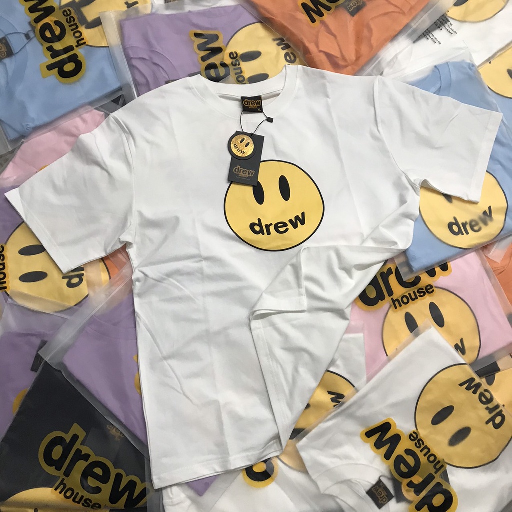 Áo thun Drew mặt cười Unisex tay lỡ Justin Bieber nam nữ, áo thun Unisex nam nữ