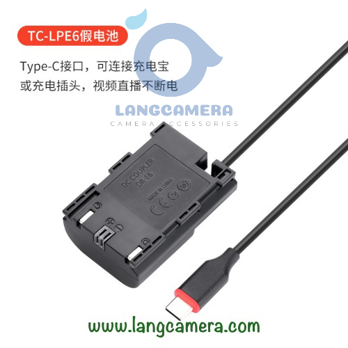 Pin Ảo Dummy Battery Canon LP-E6 cổng Type C - Hiệu Kingma