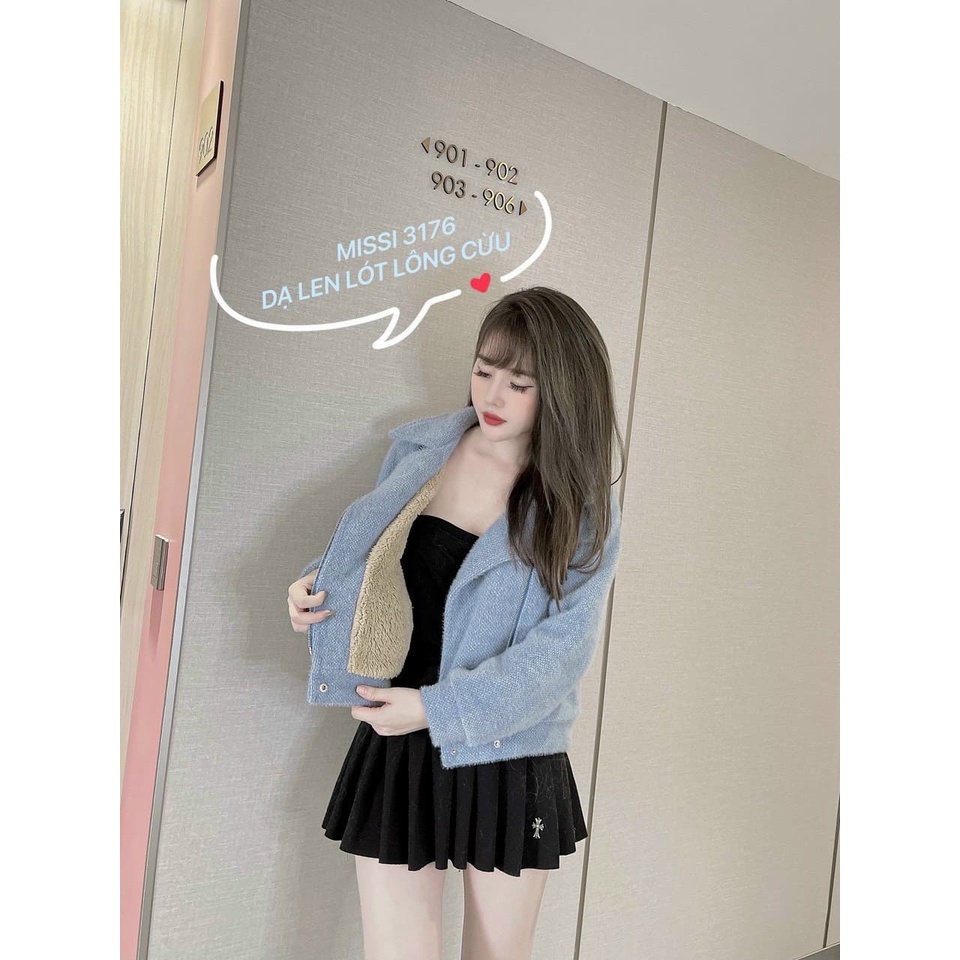 [ SẴN HÀNG ] áo khoác dạ lông tuyết lót lông cừu nữ thu đông dài tay FOM THỤNG chat mềm mịn size từ 40-60Kg | BigBuy360 - bigbuy360.vn