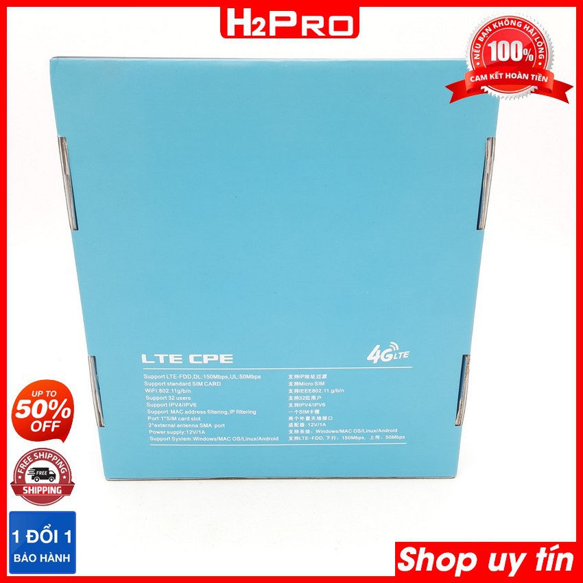 Bộ phát wifi 4G LTE CPE H2Pro 300Mbps hỗ trợ 3 cổng LAN, bộ phát wifi 4g tốt nhất hiện nay