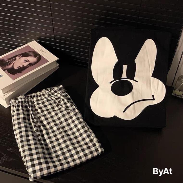 [ 𝐅𝐑𝐄𝐄 𝐒𝐇𝐈𝐏 ] BỘ MICKEY MÈO ĐEN QUẦN CARO