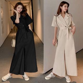 👗Bộ Áo Liền Quần Cổ Chữ V Tay Lửng Dáng Rộng Bằng Vải Cotton Lanh Quyến Rũ Dành Cho Nữ
