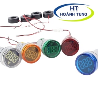 Ampere kế AD136-22DSA đèn led phi 22mm đo dòng điện có biến dòng 100A lắp tủ điện