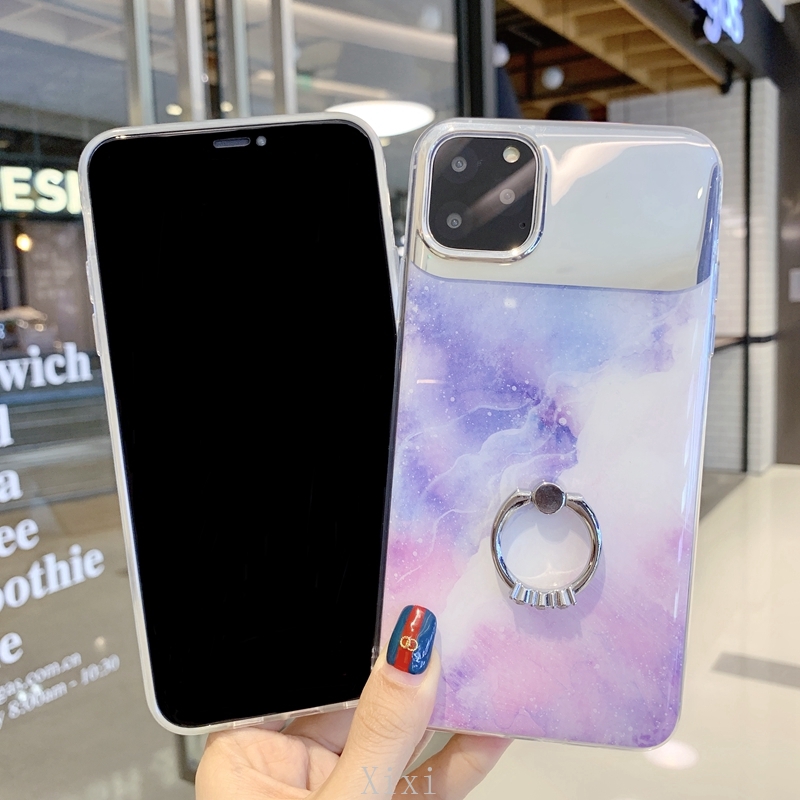 Casing OPPO Find X3 X2 Pro OPPO Reno 5 4 4G 3 Pro 2F 2Z 2 Z 10x Room K1 K5 A1k Phone Case With Finger Ring Holder Marble Plating Makeup Mirror Soft TPU Cover