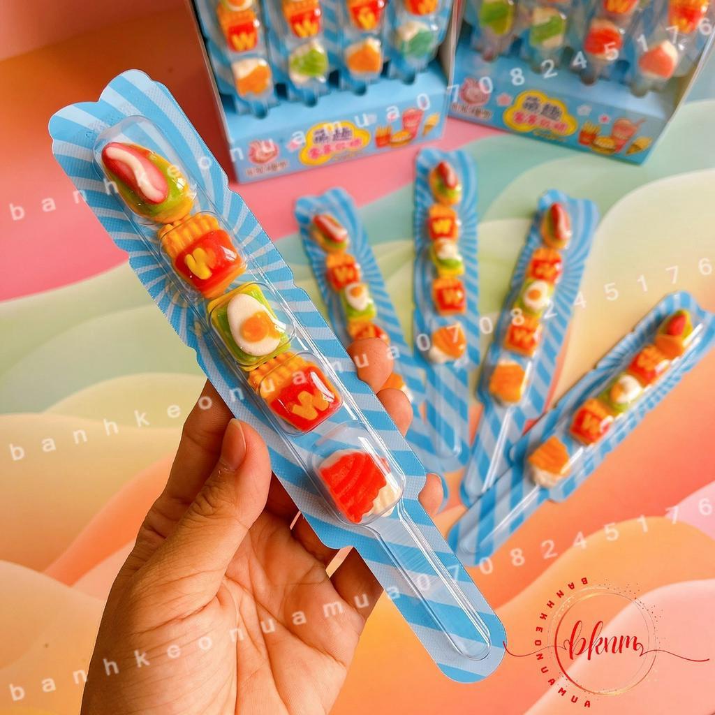 Sỉ- Lốc gồm 20 xiên kẹo dẻo hình dimsum mix đủ mẫu Hongkong xiên 20gam