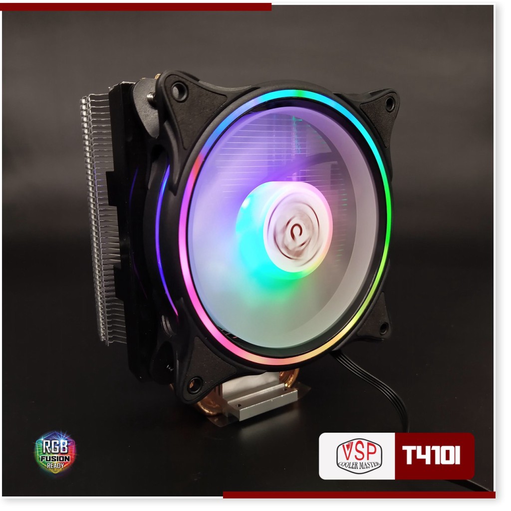 QUẠT TẢN NHIỆT CPU VSP COOLER MASTER T410I CÓ LED RGB CỰC ĐẸP, FAN CPU LÀM MÁT CỰC NHANH, FAN TẢN NHIỆT CHO CPU MẪU MỚI