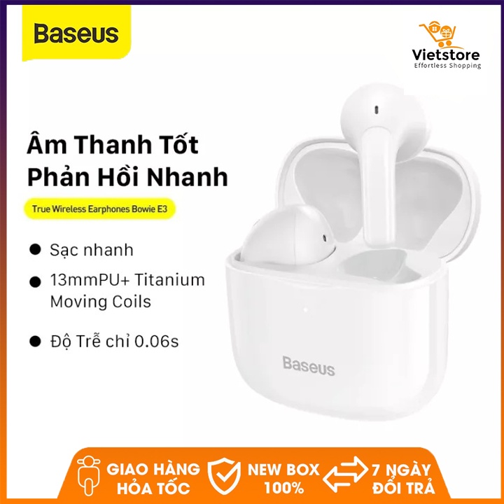 Tai Nghe Không Dây Baseus Bowie E3 TWS Bluetooth 5.0 nhét tai không dây, sạc siêu nhanh, âm thanh chuẩn HD