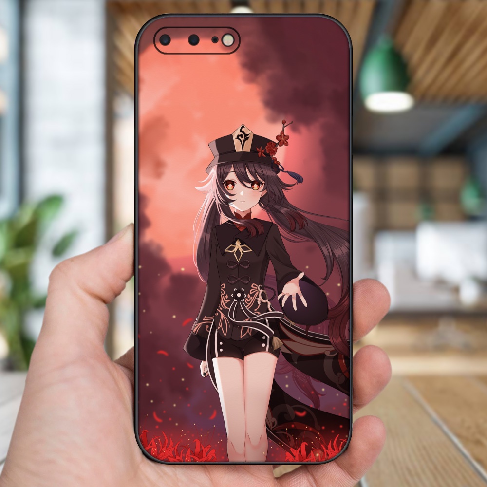 Ốp lưng iPhone 7 Plus, 8 Plus dẻo đen cạnh vuông in hình Hutao Genshin Impact