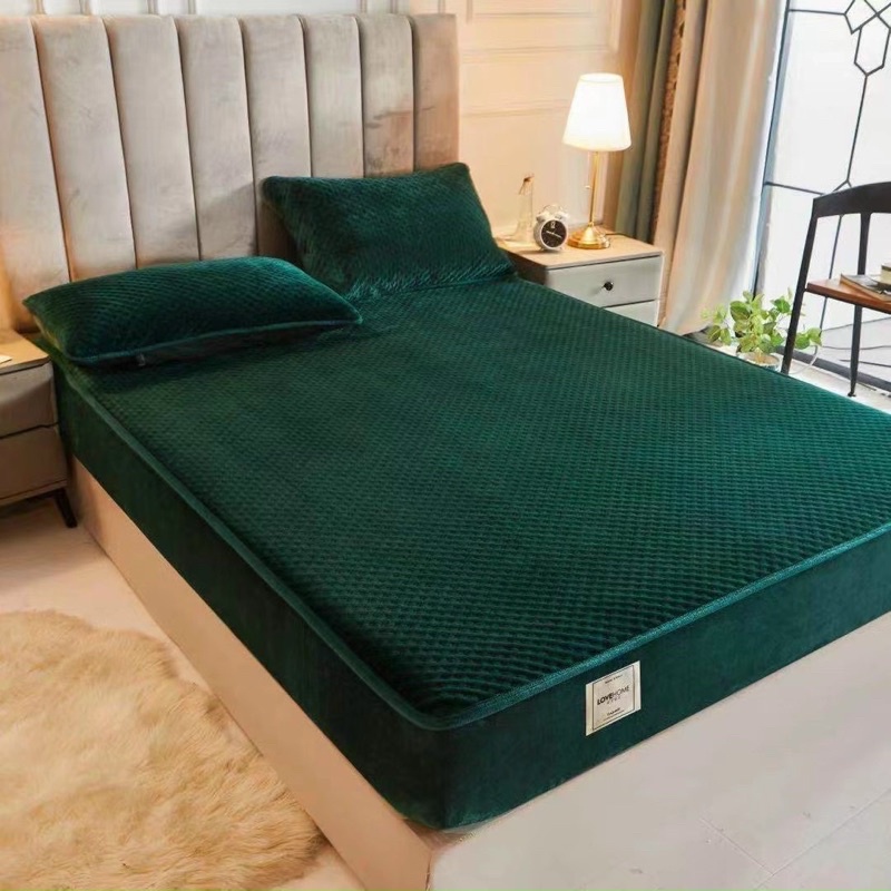 Ga gối nỉ nhung sữa bọc nệm cao cấp sang trọng tặng kèm vỏ gối hàng nhập khẩu