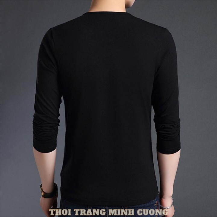 Áo thun nam dài tay cổ tròn mặc thu đông, giữ nhiệt, chất cotton co giãn, dáng ôm - TDT