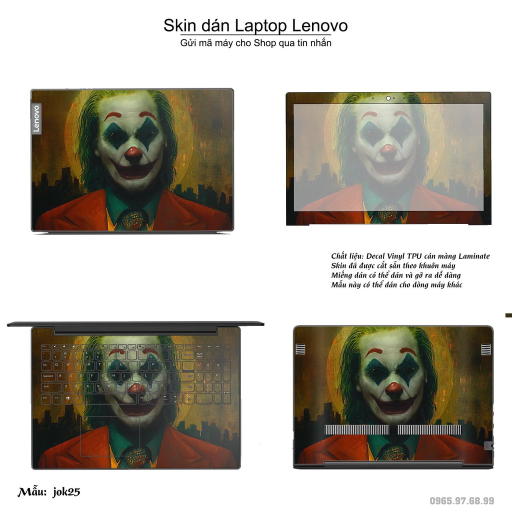 Skin dán Laptop Lenovo in hình Joker _nhiều mẫu 4 (inbox mã máy cho Shop)