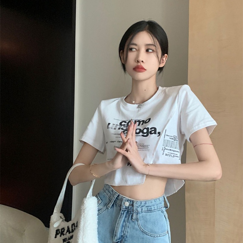 Áo thun IELGY tay ngắn in họa tiết phong cách cổ điển dành cho nữ