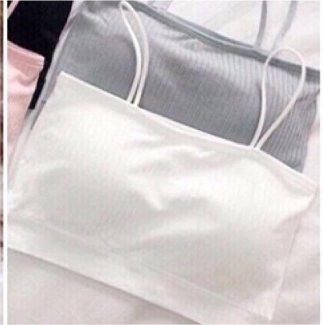 Áo bra croptop 2 dây thun gân len có sẵn mút lót ngực chất liệu su tự nhiên, gym, lót | BigBuy360 - bigbuy360.vn