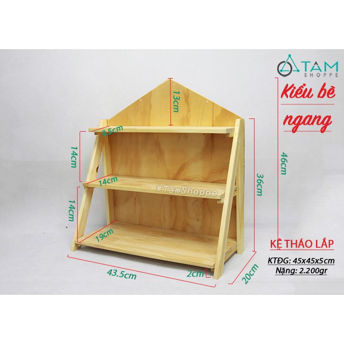 [HÀNG CHUẨN CAO CẤP] Kệ gỗ để bàn 03 tầng tháo lắp cơ động cao 45cm có tấm hậu W-KGĐB-01