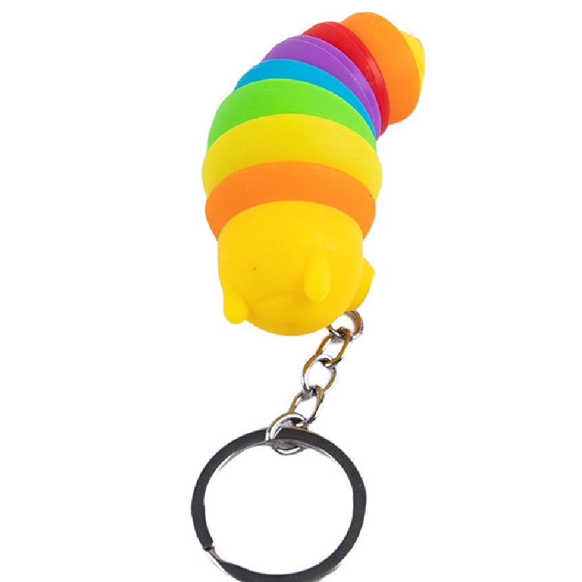 Móc Khóa Hình Con Sâu Mắt To, Giảm Căng Thẳng Siêu Yêu Nhiều Màu Sắc