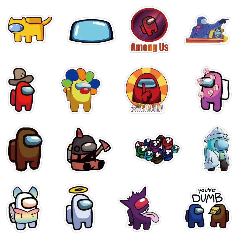 Miếng dán Sticker Game Among Us với nhiều nhân vật màu sắc trọn bộ 100 hình - In rõ ràng sắc nét khó tróc