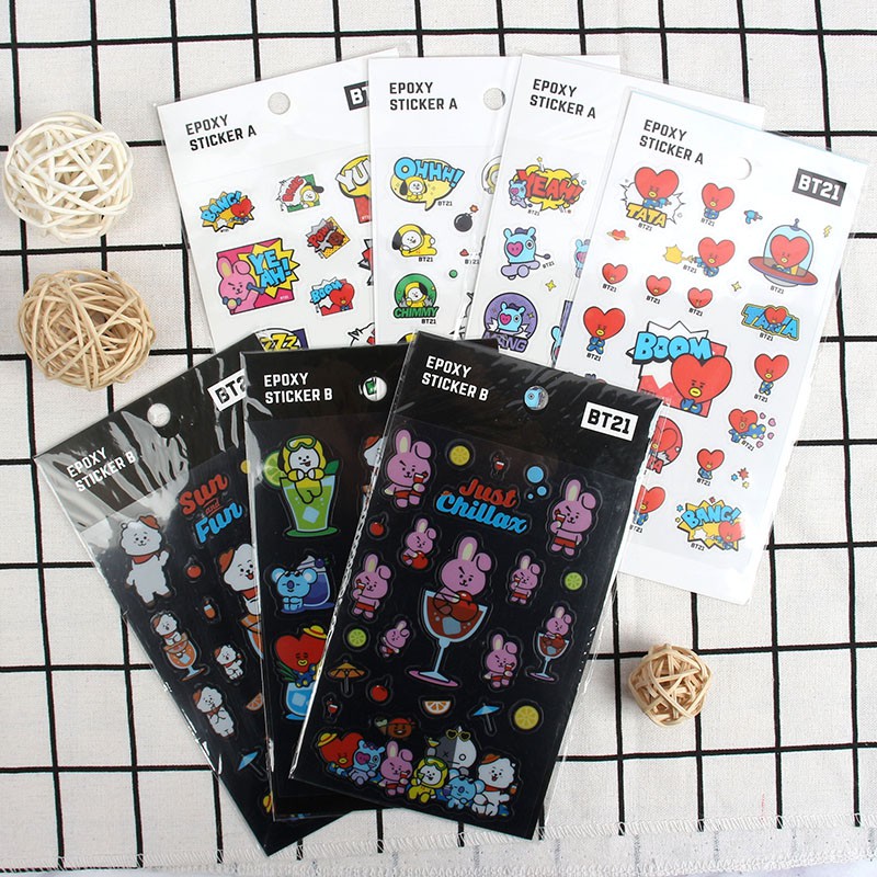 Nhãn dán trang trí họa tiết BT21 BTS Kpop 3D