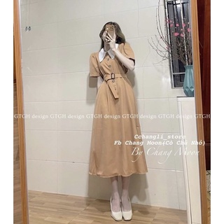 Váy sơ mi cổ nhọn siêu xinh