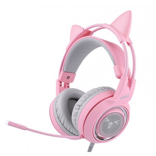 Tai nghe Gaming Somic G951 Pink tai mèo (Hồng) - USB Sound 7.1
