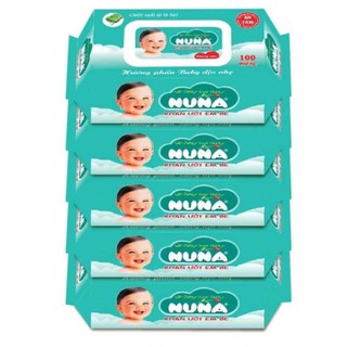 Bộ 12 bao khăn ướt em bé nuna 100 miếng/bao hương phấn