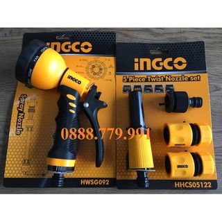 Combo 1 Vòi Phun Xịt Nước INGCO HWSG092+ 1 Bộ 5 đầu nối nhanh máy xịt rửa ingco HHCS05122HWSG092