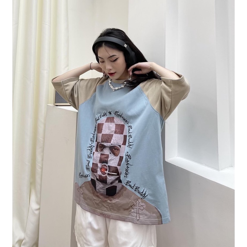Áo thun Local Brand Banawa áo phông 100% cotton form rộng tay lỡ nam nữ unisex - Criminal Boy Tee - Màu Xanh