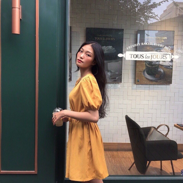 KÈM ẢNH THẬT Đầm xoè tay nhún phồng Zachary