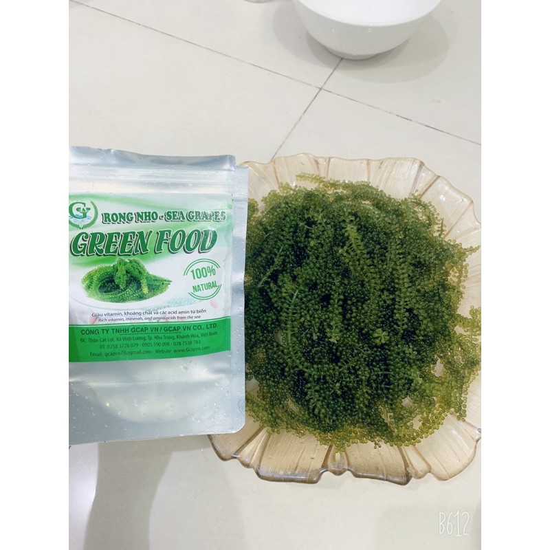 Hộp 200gr Rong nho green food cao cấp organic tách nước tặng kèm 5 gói sốt mè rang kewpie