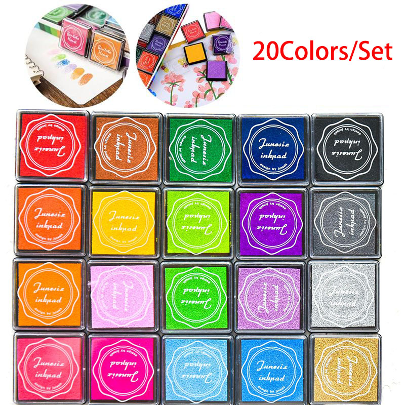 20pcs/set Multi-colored Ink Pads 4*4cm Inkpad for Stamp DIY Finger Print Painting