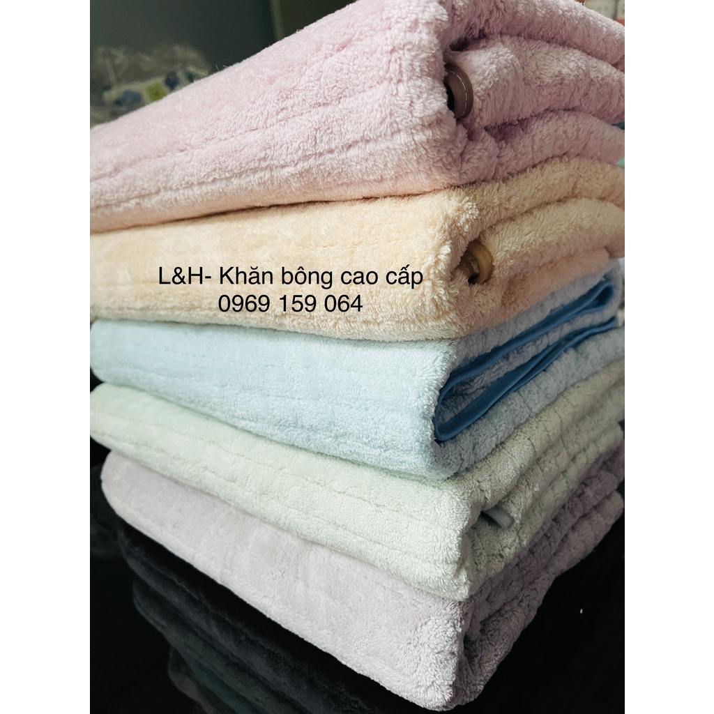 [Mã LIFEHLSALE2 giảm 10% đơn 0Đ] Khăn tắm lông cừu cao cấp, Kẻ viền chìm, KT 70x140cm