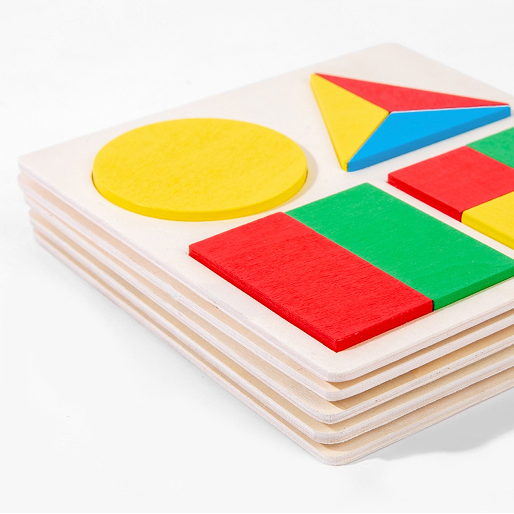 Đồ chơi giáo dục Montessori, Xếp Hình 3D Hình Học Tròn, tam giác, vuông, Kích Thích Phát Triển Tư Duy Cho Bé Từ 2 tuổi