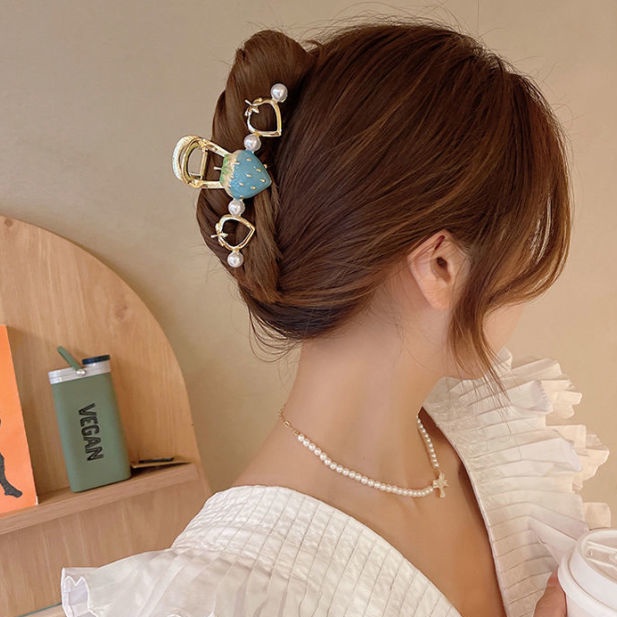 Kẹp Tóc Hình Quả Dâu Màu Xanh Đỏ Phong Cách Mới 2022