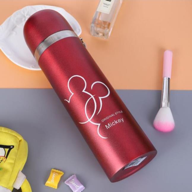 Bình Giữ Nhiệt Nóng Lạnh 500ml Hình Mickey Thiết Kế Đơn Giản Hiện Đại