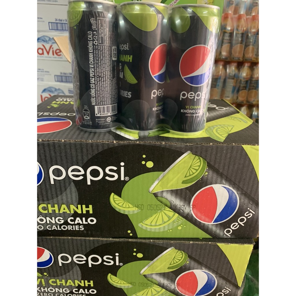 Thùng Pepsi Chanh Không Calo 24 lon 330ml