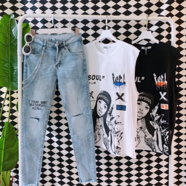 Quần jean nam xanh rách chạy viền chất bò cao cấp AHFASHION