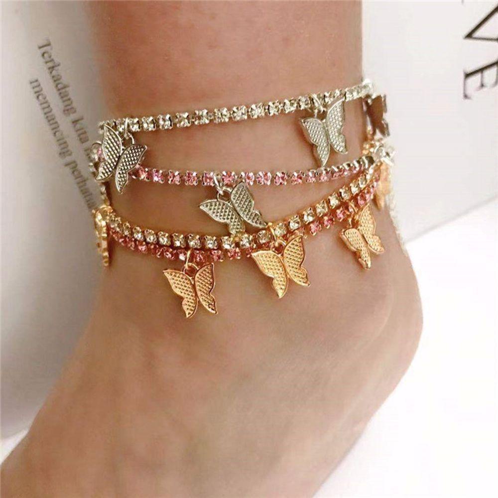 Lắc Chân Hợp Kim Họa Tiết Bươm Bướm Xinh Xắn Có Thể Điều Chỉnh WMES15H