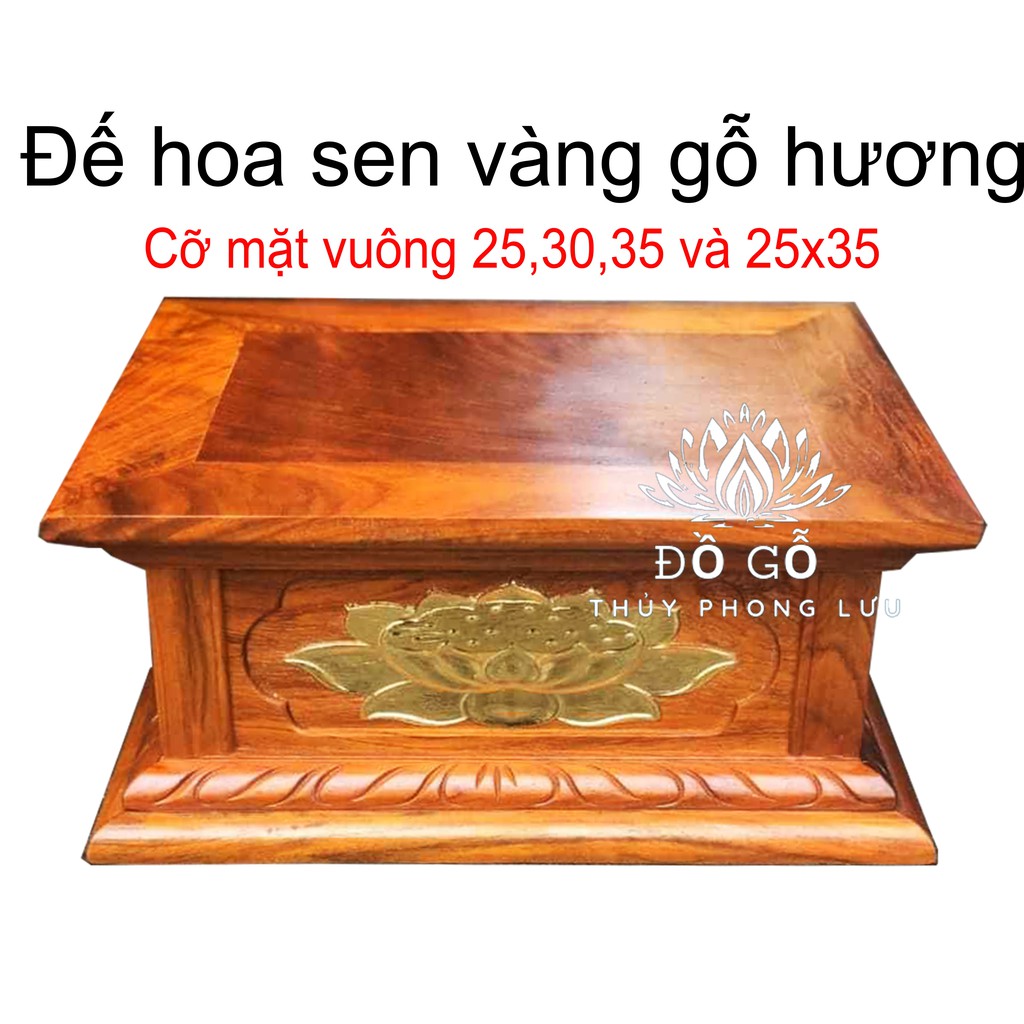 Đế sen vàng gỗ hương,Đôn hoa sen vàng gỗ hương cao 17cm nhiều cỡ mặt