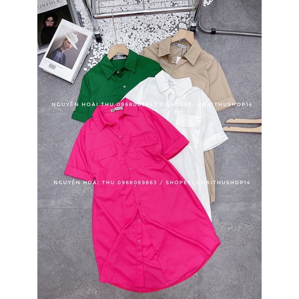 Váy sơ mi dáng dài vintage siêu xinh