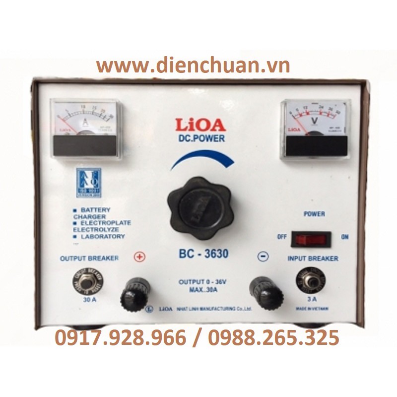 Máy sạc ắc quy Lioa 30A (0-36V ) Model: BC3630