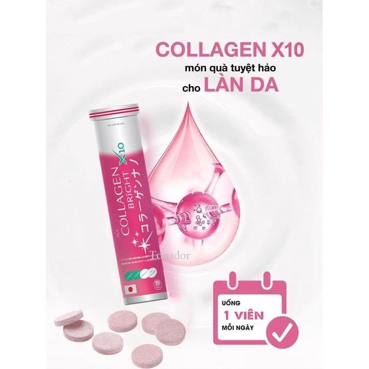 Viên Sủi Trắng Da Bổ Sung Collagen Bright X10