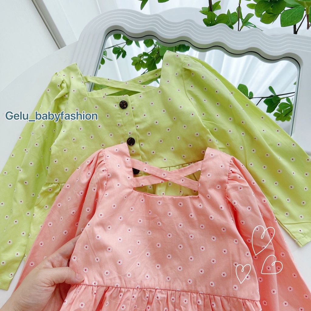 Bộ đồ quần áo hoa nhí cổ vuông cho bé gái  mùa hè GELU KIDS Chất liệu thô cotton mềm, thoáng, thấm hút mồ hôi