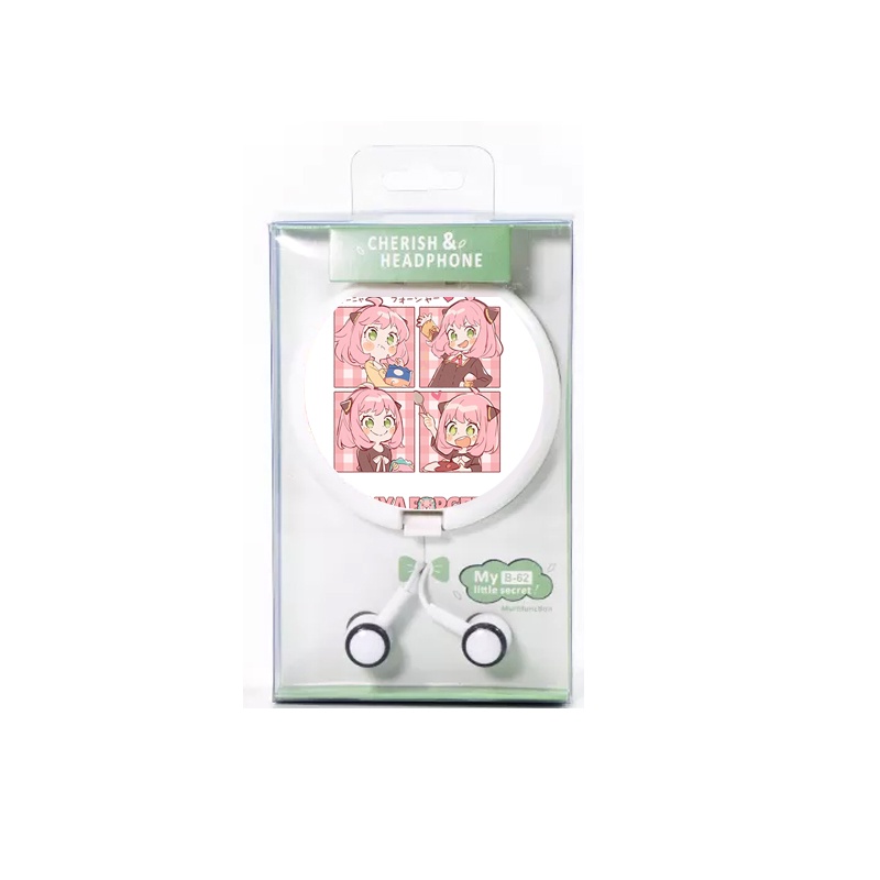Tai nghe hộp tròn in hình ANYA ver ĂN UỐNG Spy x Family chibi anime xinh xắn tiện lợi