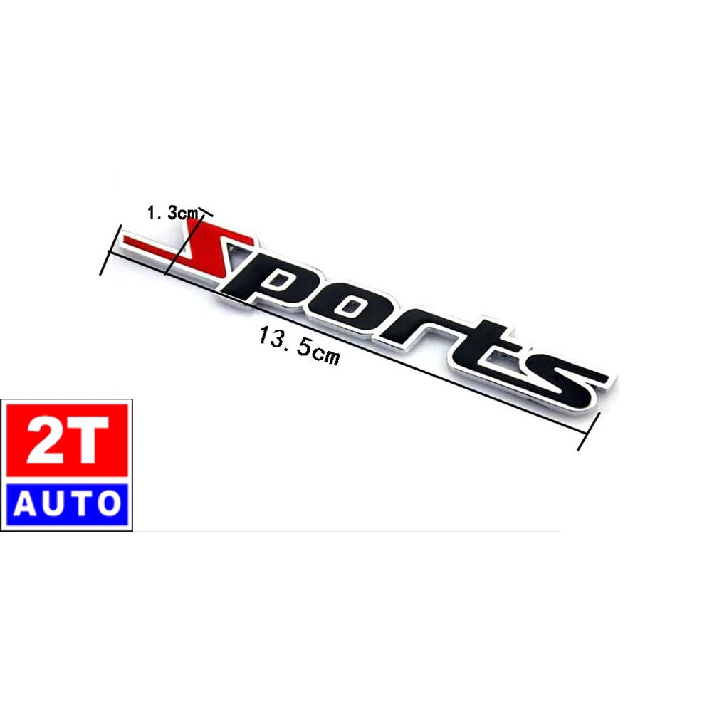 Tấm Logo kim loại SPORT thể thao chữ nổi sticker 3D trang trí cho ô tô xe hơi - MÀU ĐỎ ĐEN:   SKU:222-2