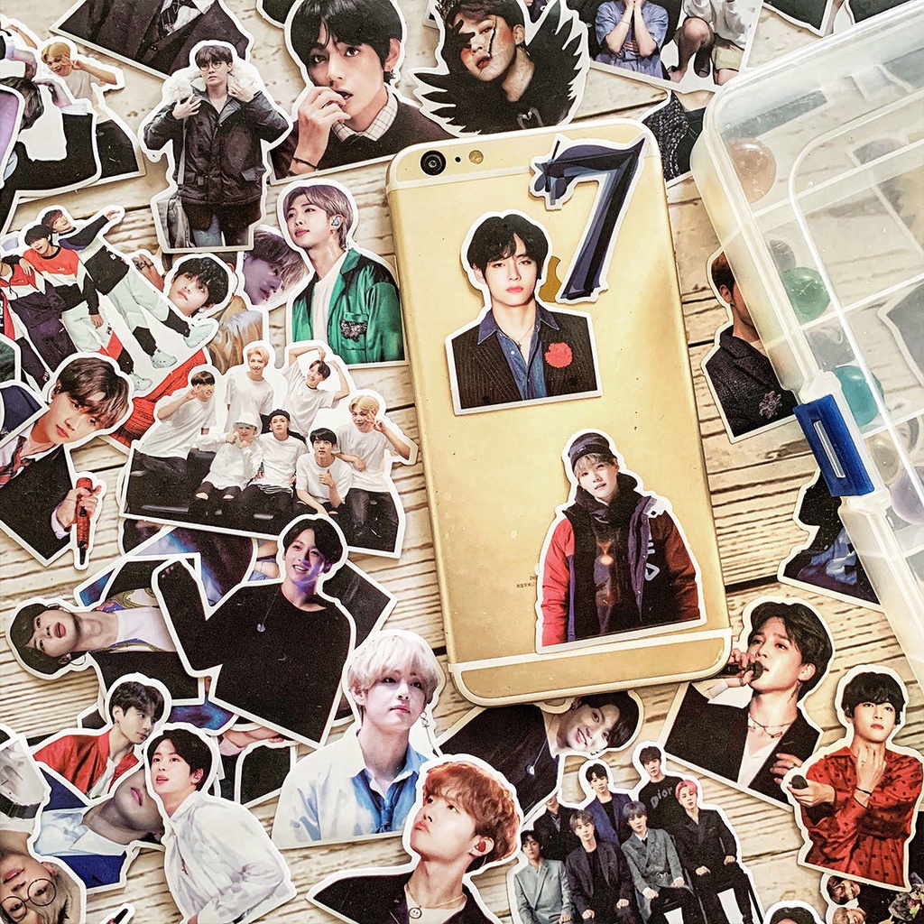 Hình dán trang trí điện thoại di động BTS ngẫu nhiên, hình dán hoạt hình dễ thương