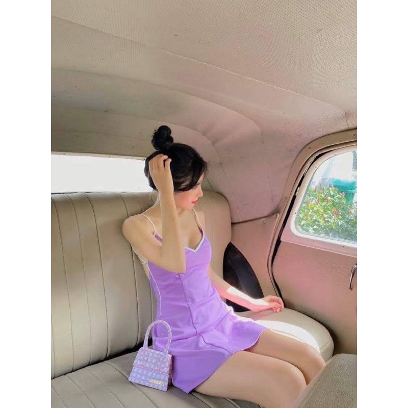 Đầm đen hai dây ORGAN MINH DRESS khoe eo thon chất liệu dày dặn phối viền sau lưng cột dây tự điều chỉnh được xoè nhẹ | BigBuy360 - bigbuy360.vn